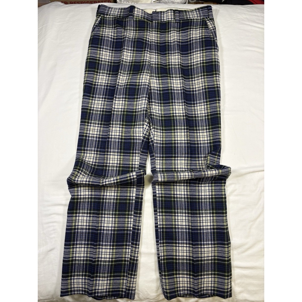 Vintage Reyn's Men's Wear Hawaii Wool Plaid Pants 36x32 Tartan Check Trousers